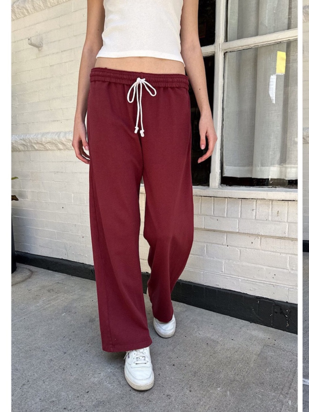 Brandy Melville Burgundy Wide Leg Drawstring Pants